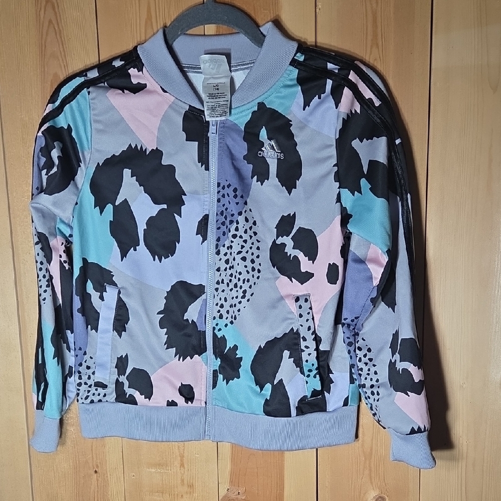 Adidas Pastel Leopard Print Track Jacket